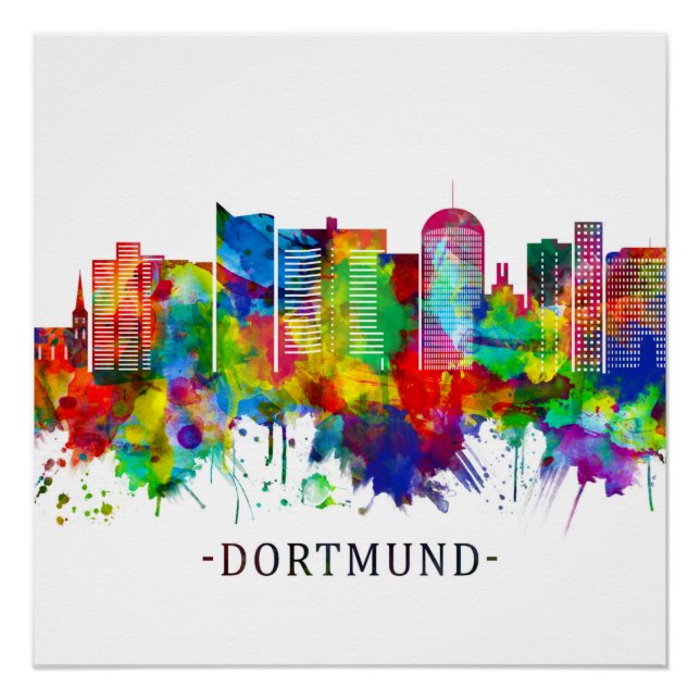 Póster Dortmund Germany Skyline (Anverso)
