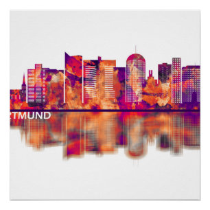 Póster Dortmund Germany Skyline