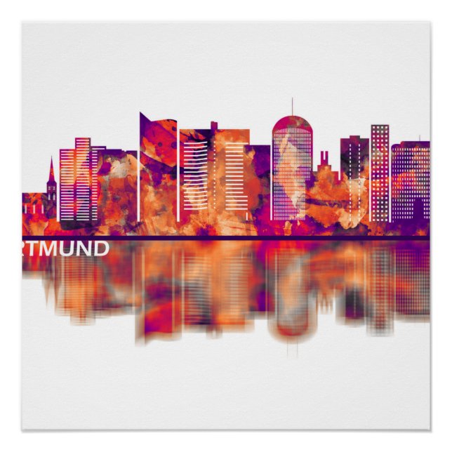 Póster Dortmund Germany Skyline (Anverso)