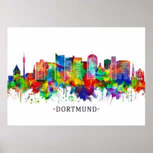 Póster Dortmund Germany Skyline