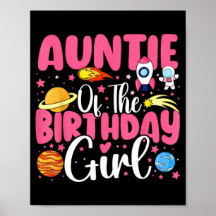 Póster Dos a la luna tía de la niña de cumpleaños astrona