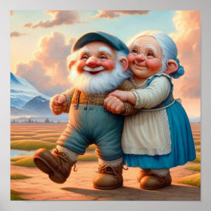 Póster Dos adorables Munchkins adultos bailando al atarde