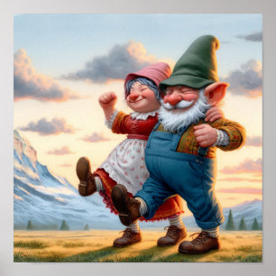 Póster Dos adorables Munchkins adultos bailando al atarde