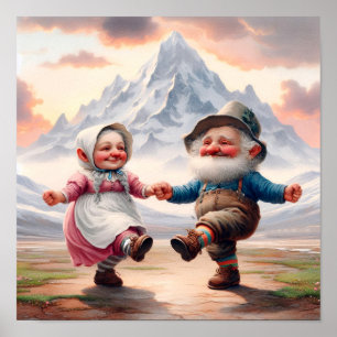 Póster Dos adorables Munchkins adultos bailando al atarde
