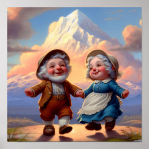 Póster Dos adorables Munchkins adultos bailando al atarde