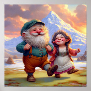 Póster Dos adorables Munchkins adultos bailando al atarde
