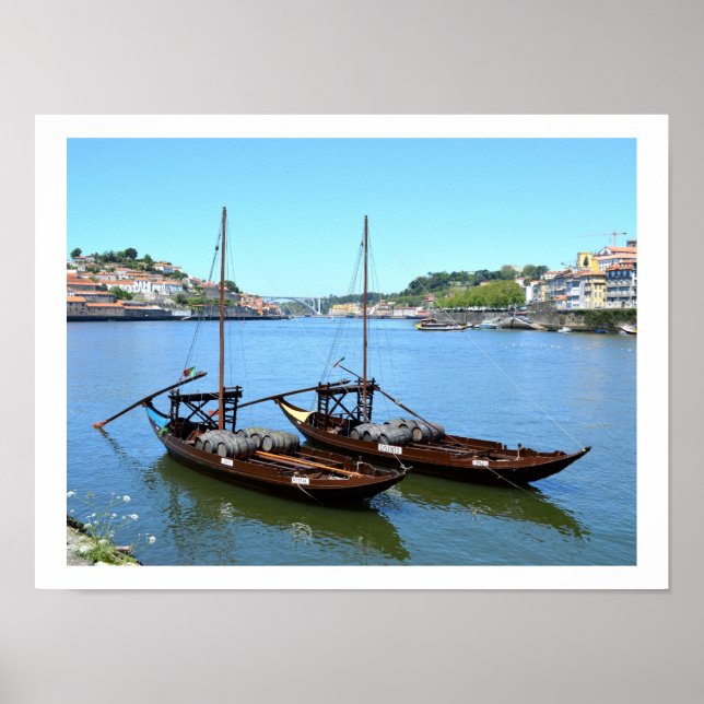Póster Dos barcos en el río Douro, Porto (Frente)