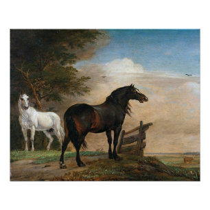 Póster Dos caballos en pastoreo