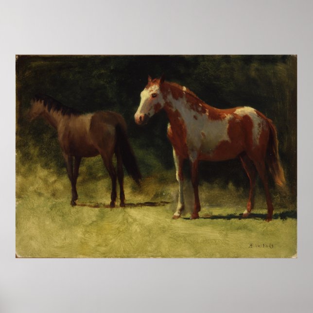 Póster Dos caballos por Albert Bierstadt (Frente)