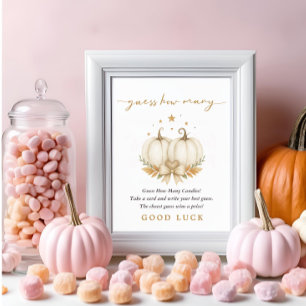 Póster Dos Calabazas Dulces Gemelas Cumpleaños Adivina Cu