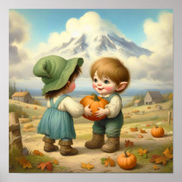 Póster Dos calabazas venecianas adorables en un parche de