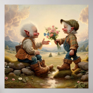 Póster Dos caracteres Munchkin adultos con encanto vintag