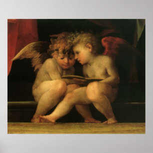 Póster Dos cherubres leyendo por Rosso Fiorentino, ángele