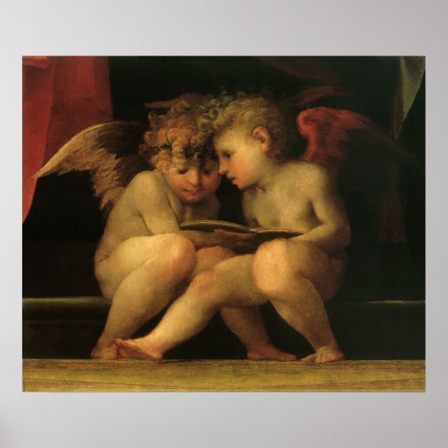 Póster Dos cherubres leyendo por Rosso Fiorentino, ángele (Frente)