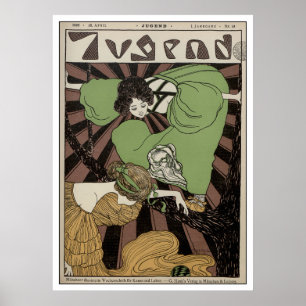 Póster Dos Chicas - Art Nouveau