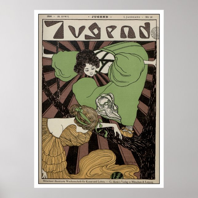 Póster Dos Chicas - Art Nouveau (Frente)