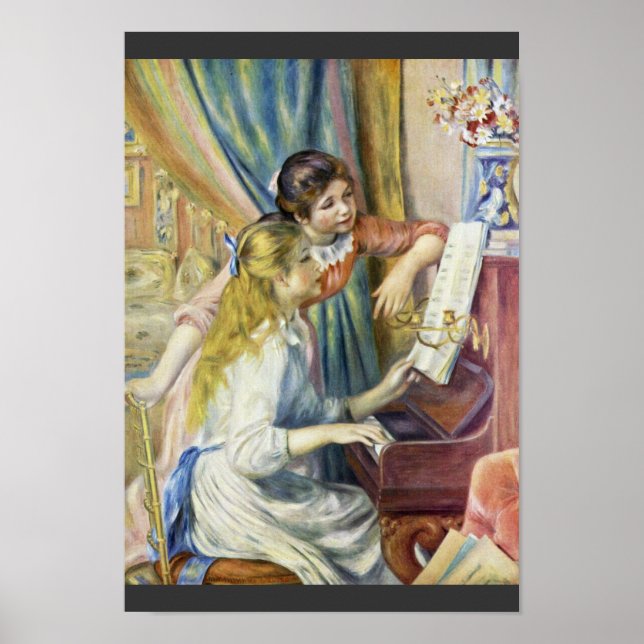 Póster Dos Chicas En El Piano, Por Pierre-Auguste Renoir (Frente)