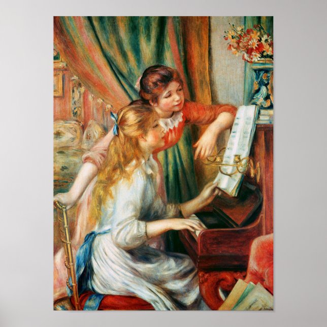 Póster Dos Chicas en el piano por Renoir (Frente)