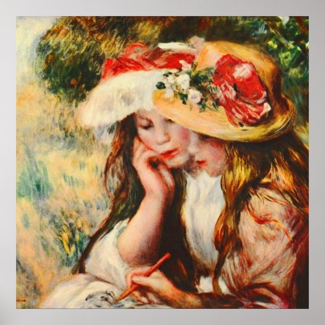 Póster Dos Chicas leyendo en un Bella Artes de Garden Ren (Frente)