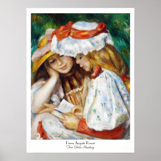 Póster Dos Chicas leyendo la pintura de Pierre Auguste Re (Frente)