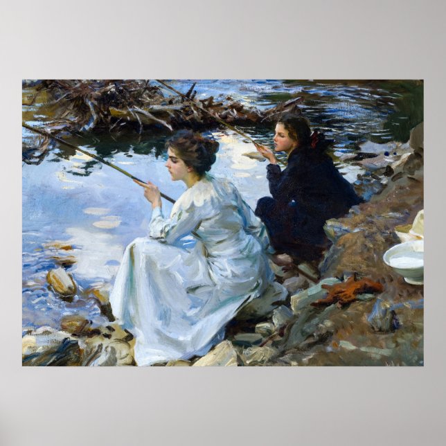 Póster Dos Chicas pescando, 1912 por John Singer Sargent (Frente)