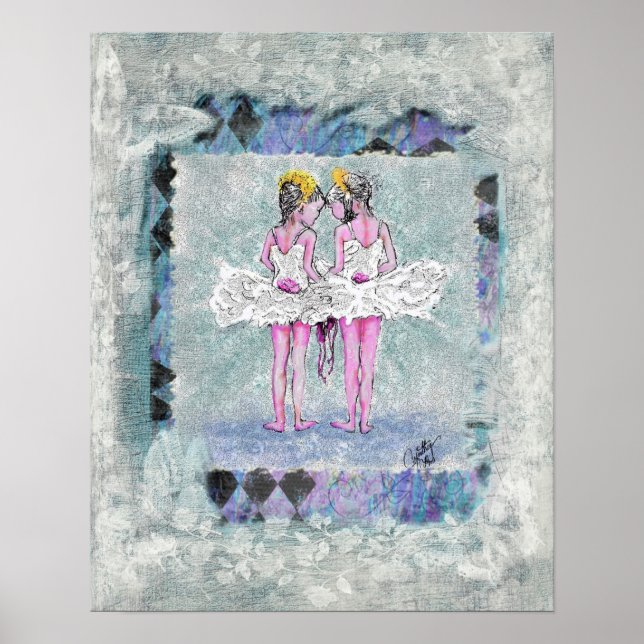 Póster Dos Chicas sosteniendo zapatos de ballet (Frente)