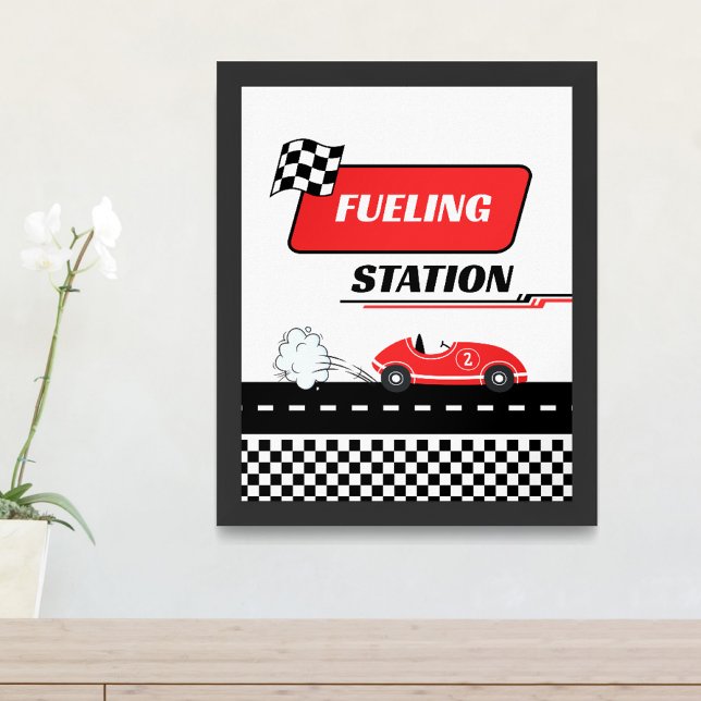 Póster Dos coches de carrera roja retro rápido niño cumpl (Subido por el creador)