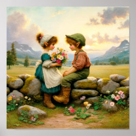 Póster Dos comestibles vendimias en la ropa de campo