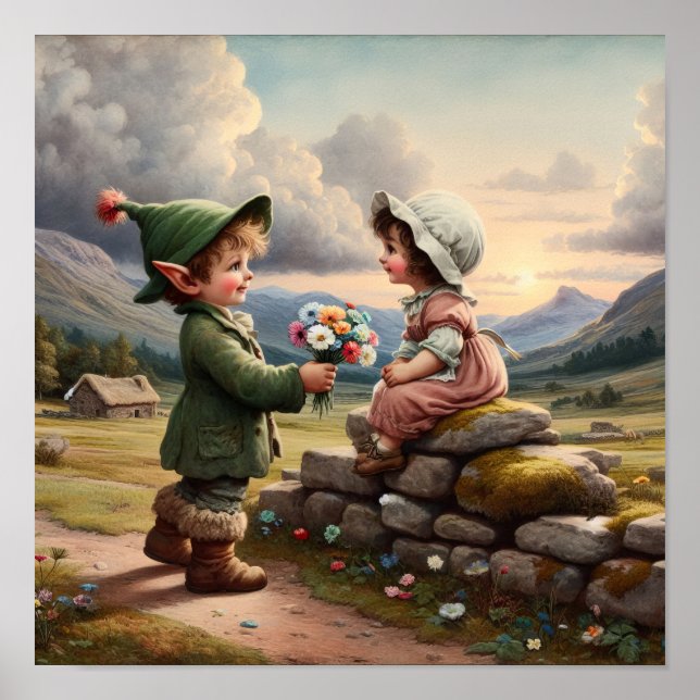 Póster Dos comestibles vendimias en la ropa de campo (Frente)