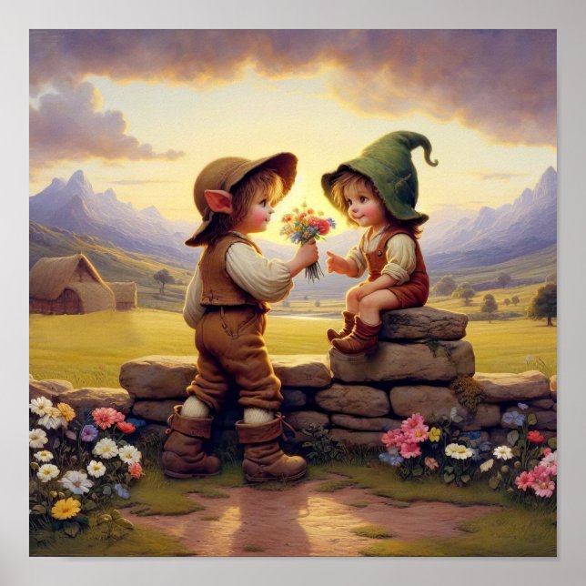 Póster Dos comestibles vendimias en la ropa de campo (Frente)