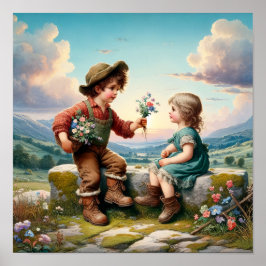 Póster Dos comestibles vendimias en la ropa de campo