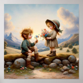 Póster Dos comestibles vendimias en la ropa de campo