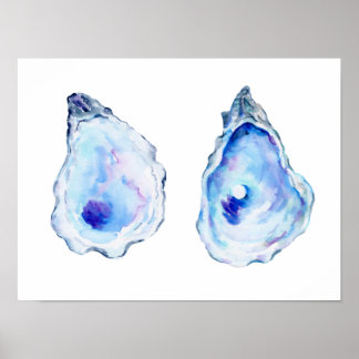Póster Dos conchas de ostión con perlas Imprimir