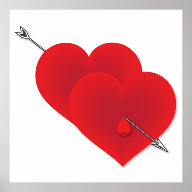 Póster Dos corazones rojos (Frente)