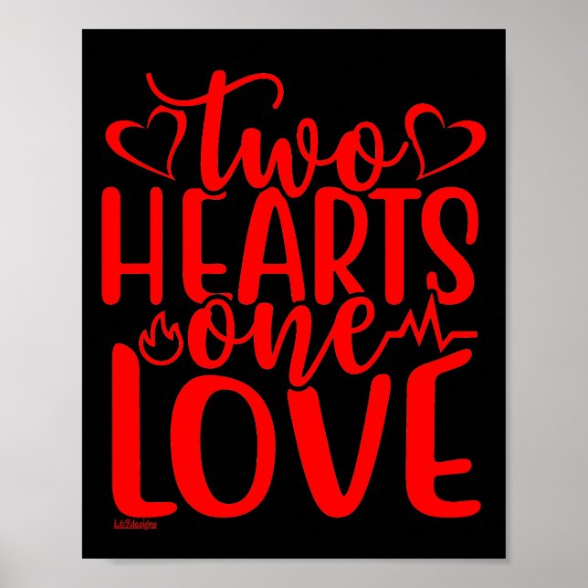 Póster DOS CORAZONES, un regalo de el día de San Valentín (Frente)