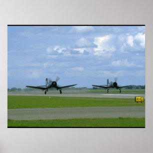 Póster Dos Corsaires Vought F4U, Aviones Landing_WII