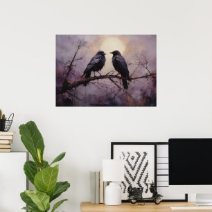 Póster Dos Crows Sentados En Una Rama