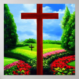 Póster Dos cruces en un Poster de jardín