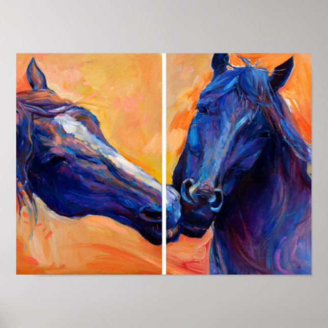Póster Dos Cuadros De Cabeza De Cabeza De Caballo: Dúo De (Frente)