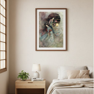 Póster Dos damas y una linterna por Warwick Goble