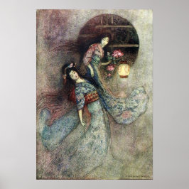Póster Dos damas y una linterna por Warwick Goble