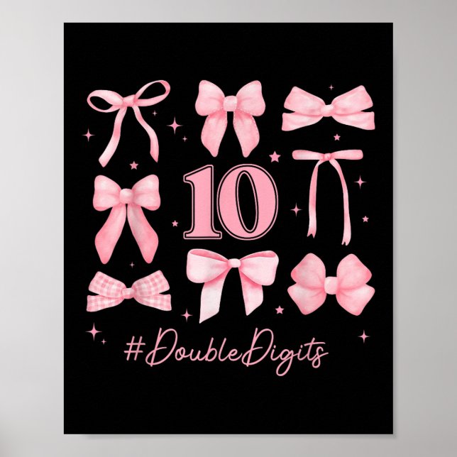 Póster Dos dígitos Chica de cumpleaños 10 cumpleaños Coqu (Frente)