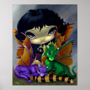 Póster Dos Dragonlings Cute Dragonlings ART IMINT hadas