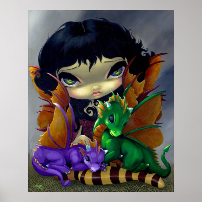 Póster Dos Dragonlings Cute Dragonlings ART IMINT hadas (Frente)
