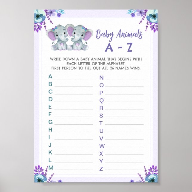 Póster Dos elefantes: juego para niños gemelos (Frente)