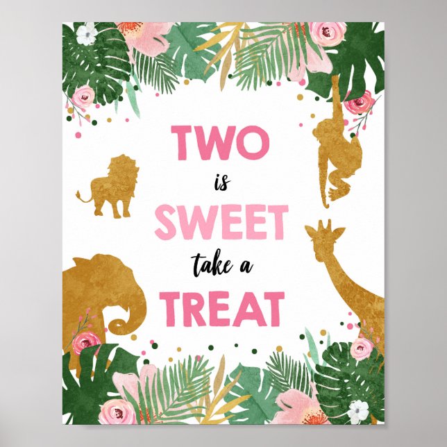 Póster Dos es el Rótulo de cumpleaños del Chica de animal (Frente)