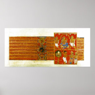 Póster Dos escenas del Kalpasutra, Mandu, 1439