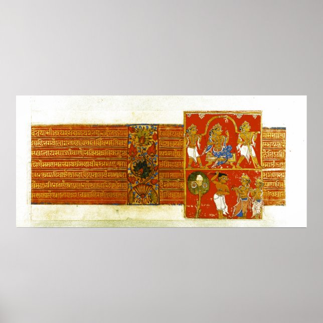 Póster Dos escenas del Kalpasutra, Mandu, 1439 (Frente)