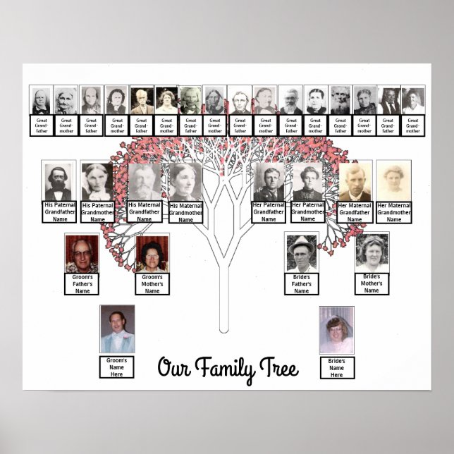 Póster Dos familias Poster de nombres de foto de árbol fr (Frente)