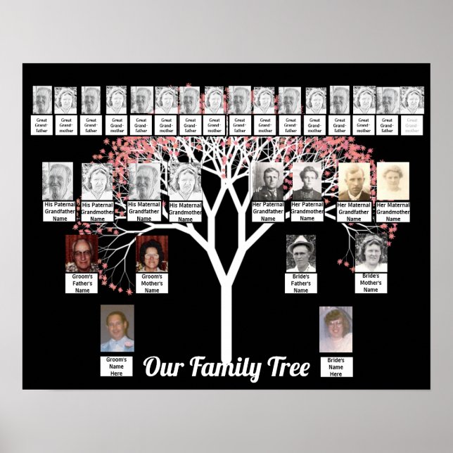Póster Dos familias Poster de nombres de foto de árbol fr (Frente)
